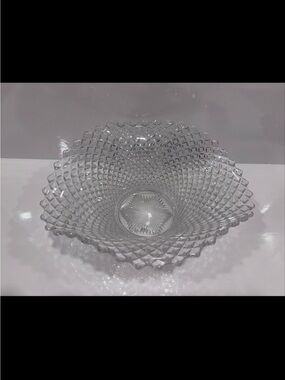 Vintage clear glass Hobnail bowl 12” Serving Dish